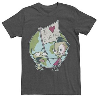 Men's Invader Zim I Heart Earth Flag Tee