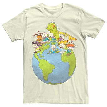 Men's Nickelodeon Rugrats Distressed Earth Day Surrounded By Reptar Chuckie And Friends Tee