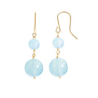 Jewelmak 14k Gold Chalcedony Bead Drop Earrings