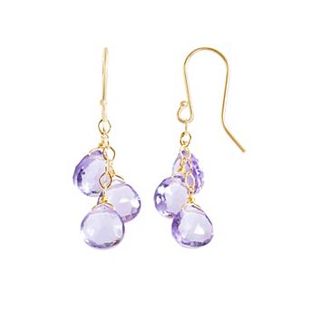 Jewelmak 14k Gold Amethyst Briolette Drop Earrings