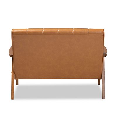 Baxton Studio Nikko Brown Loveseat