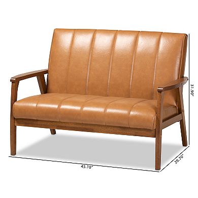 Baxton Studio Nikko Brown Loveseat