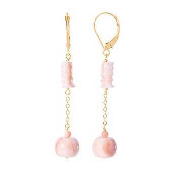 Jewelmak 14k Gold Pink Coral Dangle Earrings