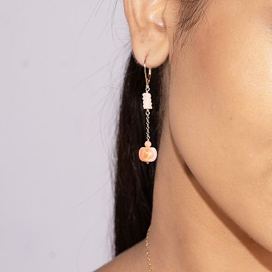 Jewelmak 14k Gold Pink Coral Dangle Earrings