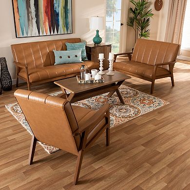 Baxton Studio Nikko Brown Living Room Set