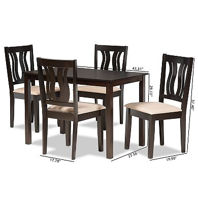 Baxton Studio Fenton Dining Table & Chair 5-piece Set