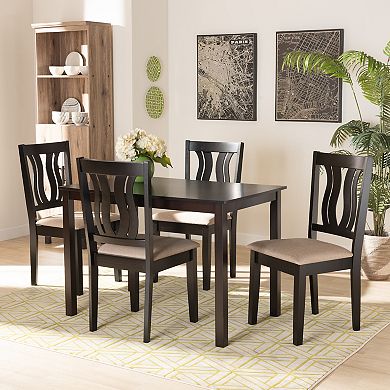 Baxton Studio Fenton Dining Table & Chair 5-piece Set