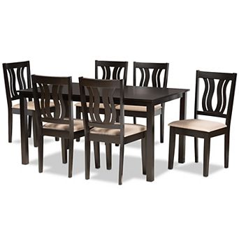 Baxton Studio Fenton Dining Table & Chair 7 pc Set