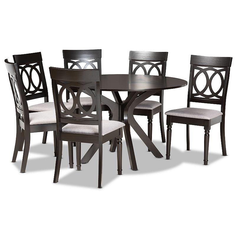 Baxton Studio Jessie Dining Table & Chair 7-piece Set, Grey