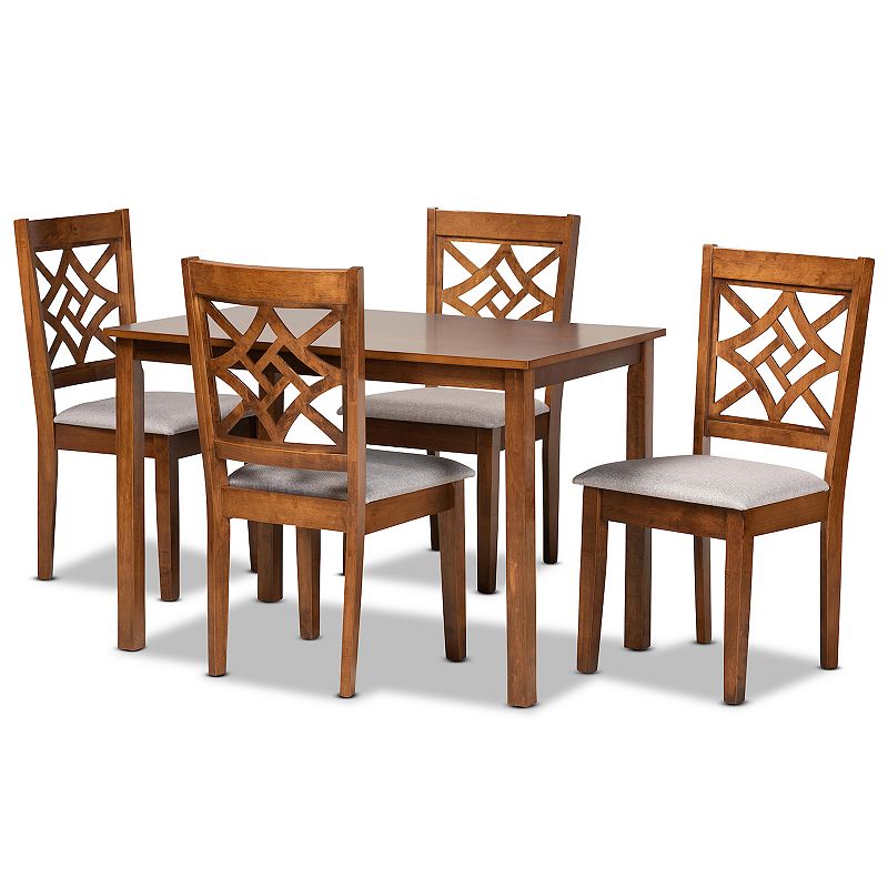 Baxton Studio Nicolette Dining Table & Chair 5-piece Set, Grey