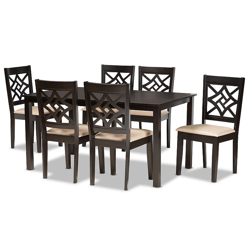Baxton Studio Nicolette Dining Table & Chair 7-piece Set, Brown