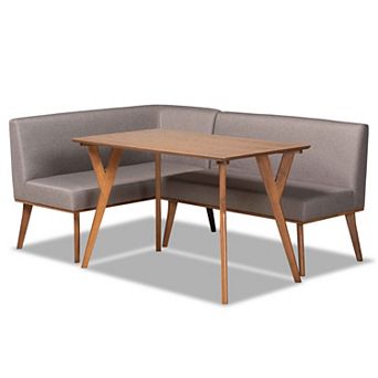 Baxton Studio Odessa Dining Table & Nook Bench 3 pc Set