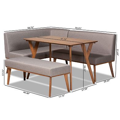 Baxton Studio Odessa Dining Nook Bench 4-piece Set