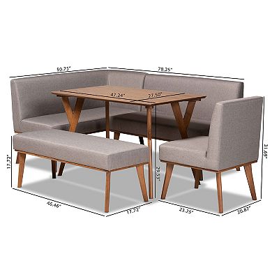 Baxton Studio Odessa Dining Nook Bench 5-piece Set