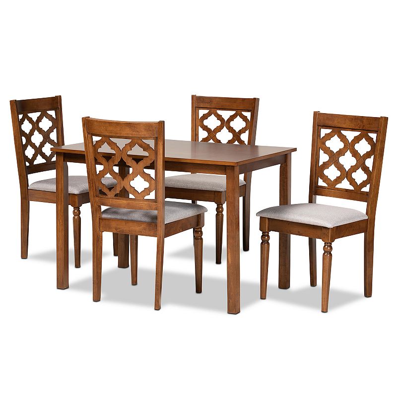 Baxton Studio Ramiro Dining Table & Chair 5-piece Set, Grey