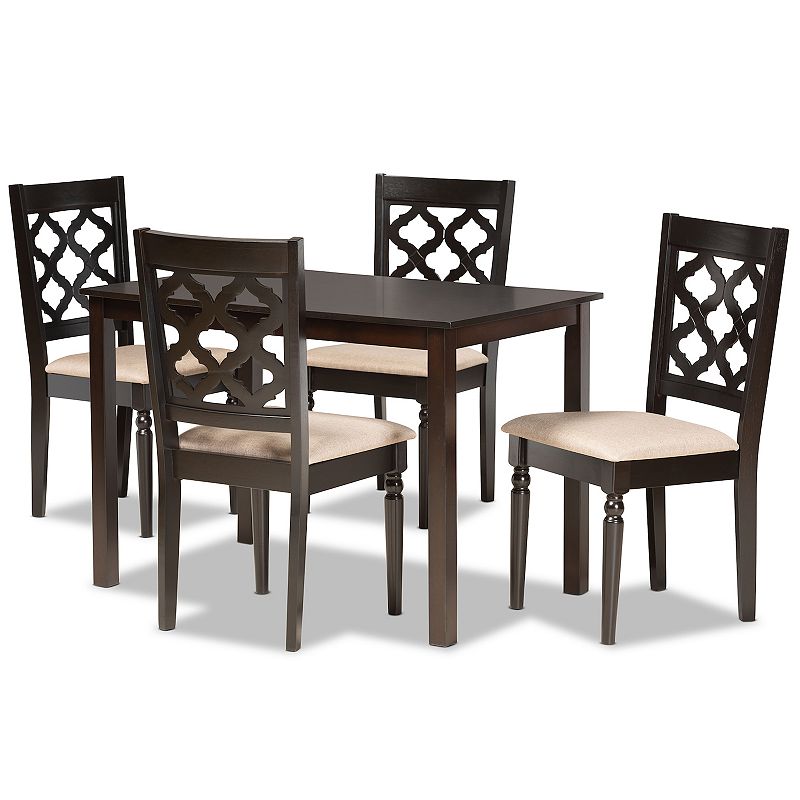 Baxton Studio Ramiro Dining Table & Chair 5-piece Set, Brown