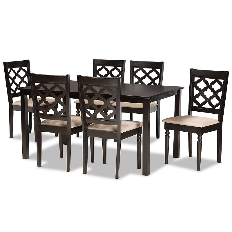 Baxton Studio Ramiro Dining Table & Chair 7-piece Set, Brown