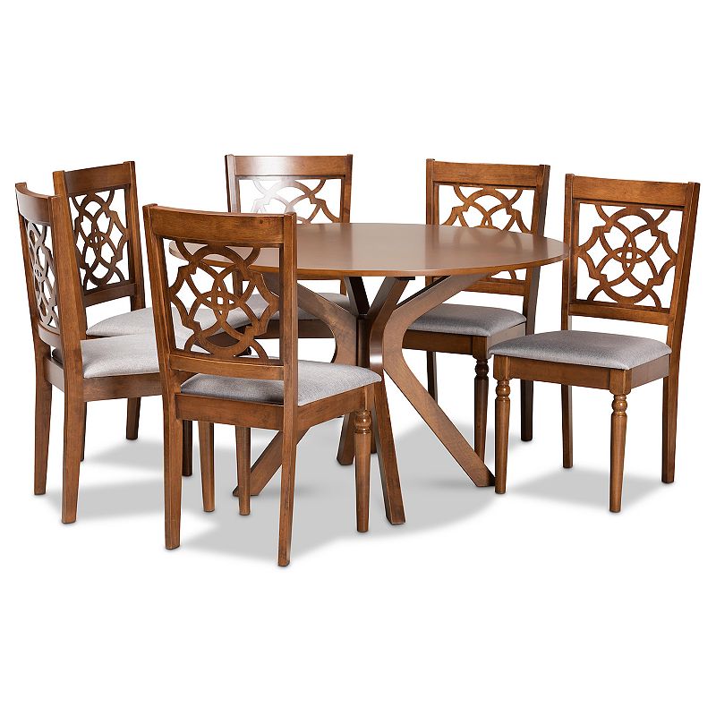 Baxton Studio Sadie Dining Table & Chair 7-piece Set, Grey
