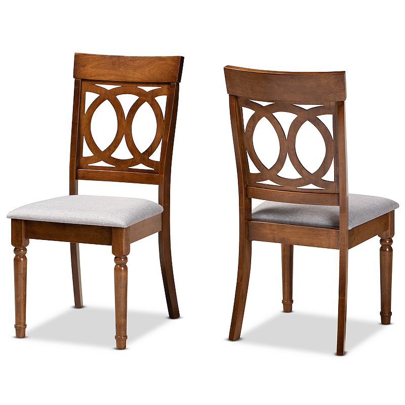 Baxton Studio Lucie Dining Chair 2-piece Set, Gray Brown Brown