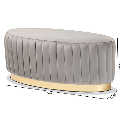 Baxton Studio Kirana Channel Tufting Ottoman