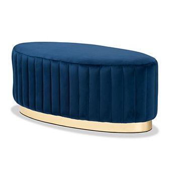 Baxton Studio Kirana Channel Tufting Ottoman