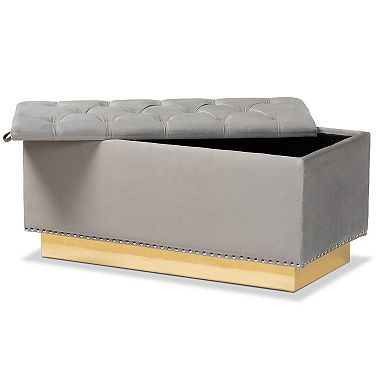 Baxton Studio Powell Tufted Storage Ottoman