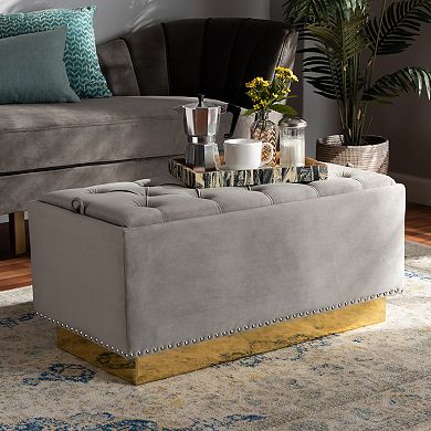 Baxton Studio Powell Tufted Storage Ottoman