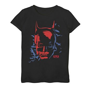Girls 7-16 DC Comics The Batman Red Face Poster Graphic Tee