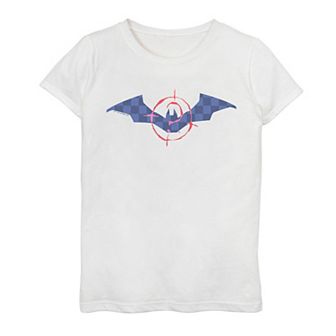 Girls 7-16 DC Comics The Batman Bat & Riddler Logo Red & Blue Graphic Tee