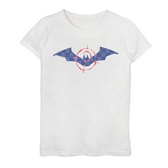 Girls 7-16 DC Comics The Batman Bat & Riddler Logo Red & Blue Graphic Tee