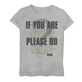 Girls 7-16 DC Comics The Batman If You Are Justice Please Do Not Lie Graphic Tee