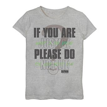 Girls 7-16 DC Comics The Batman If You Are Justice Please Do Not Lie Graphic Tee
