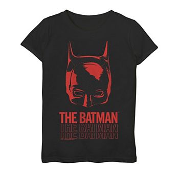Girls 7-16 DC Comics The Batman Mask Text Stack Graphic Tee