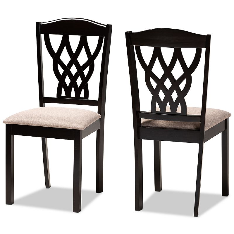 Baxton Studio Delilah Modern and Contemporary Sand Fabric Upholstered and Dark Brown Finished Wood 2-Piece Dining Chair