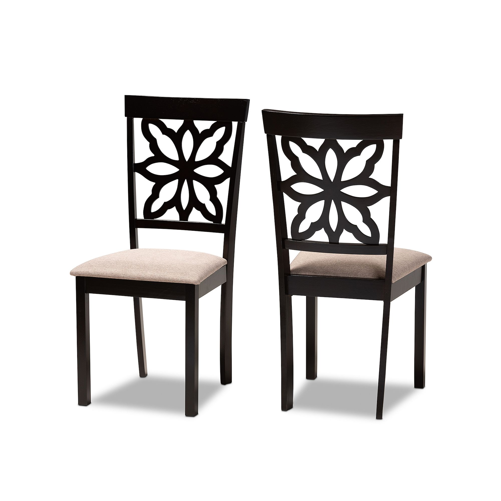 Baxton Studio Samwell Dining Chair 2-piece Set, Sand Dark Brown