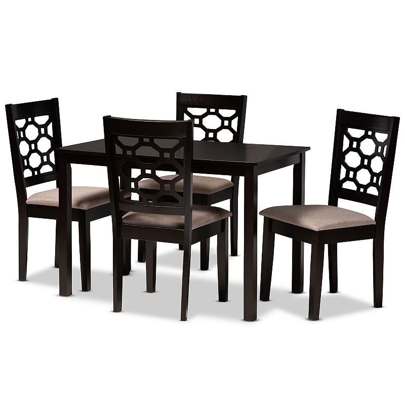 Baxton Studio Henry Dining Table & Chair 5-piece Set, Brown