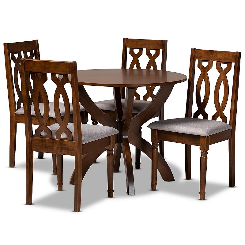 Baxton Studio Mona Dining Table & Chair 5-piece Set, Grey