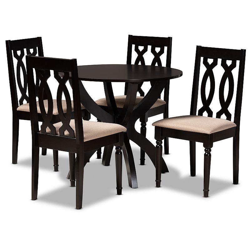 Baxton Studio Mona Dining Table & Chair 5-piece Set, Brown