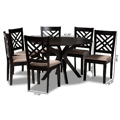 Baxton Studio Norah Dining Table & Chair 7-piece Set