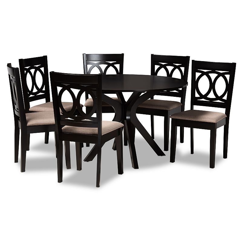 Baxton Studio Sanne Dining Table & Chair 7-piece Set, Brown