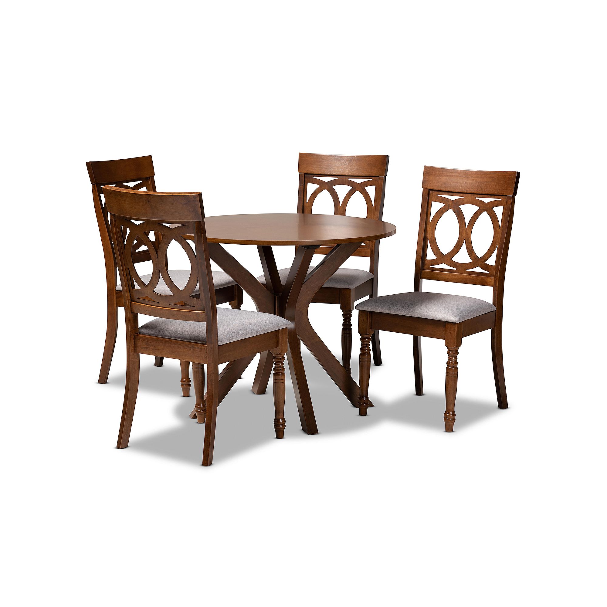 Baxton Studio Jessie Dining Table & Chair 5-piece Set, Gray Brown