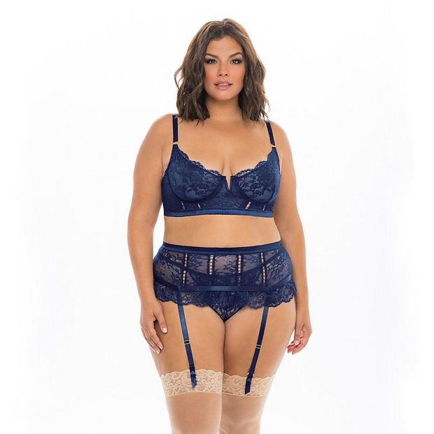 Plus Size Women Bra Panty Sets With Garter Belts Sexy Lace Lingerie Set  Underwear