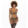 Isla Mesh Bra & Panty Garter Set