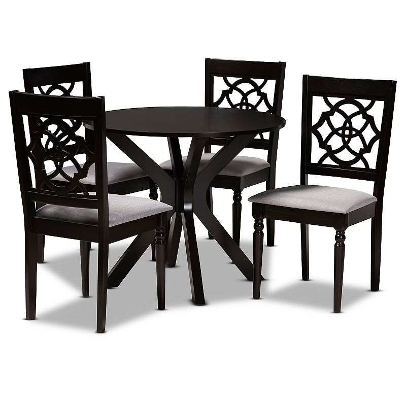 Baxton Studio Sadie Dining Table & Chair 5-piece Set, Grey