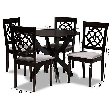 Baxton Studio Tonia Dining Table & Chair 5-piece Set