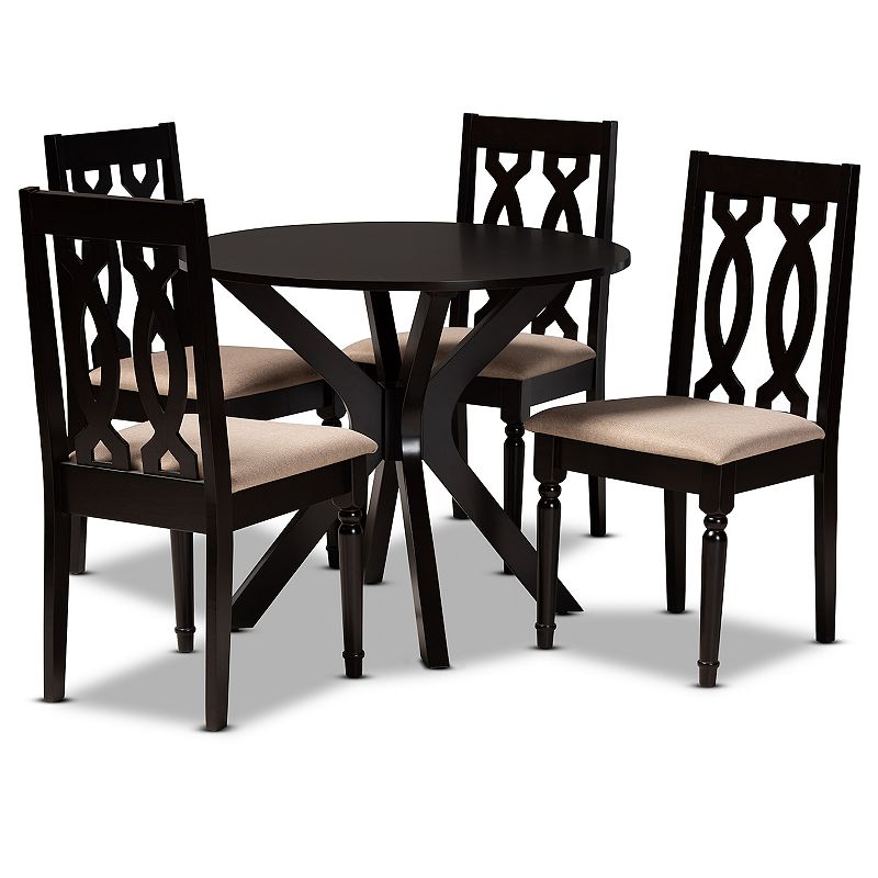 Baxton Studio Callie Dining Table & Chair 5-piece Set, Brown