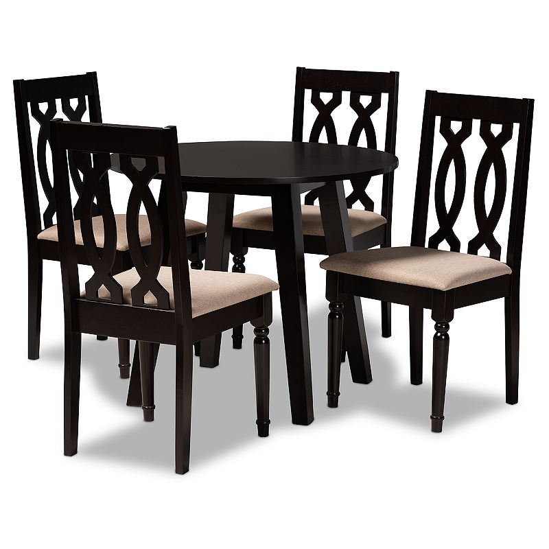 Baxton Studio Heidi Dining Table & Chair 5-piece Set, Brown