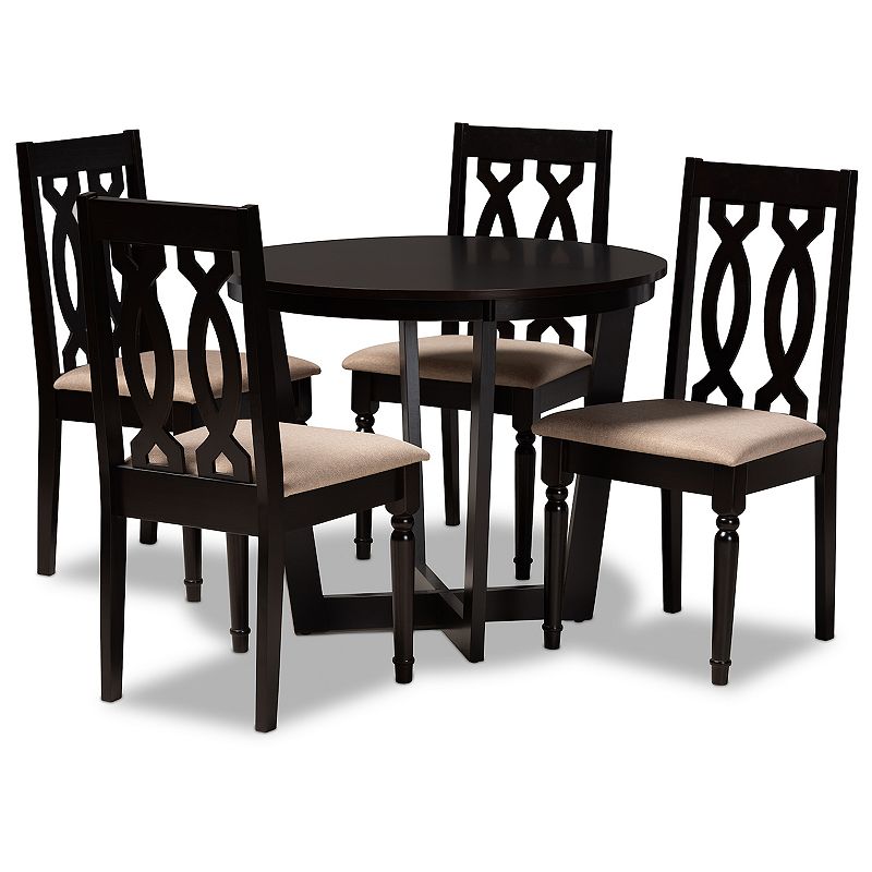 Baxton Studio Julie Dining Table & Chair 5-piece Set, Brown