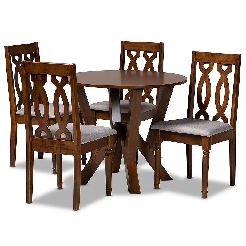 Baxton Studio Elaine Dining Table & Chair 5-piece Set, Grey