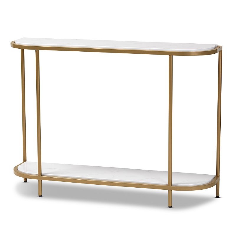 Baxton Studio Dominic Faux Marble Console Table, White